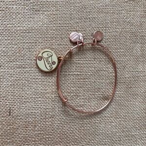 Alex and Ani rose gold Cheers pendant circle bangle bracelet celebration